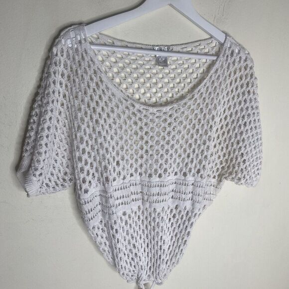 Venus White Coastal Crochet Knit Net Top Swim Cover Size Large - Picture 3 of 8